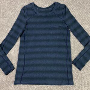 Lululemon Find Your Zen Long Sleeve T Shirt Women's Blue Black Capilano Stripe